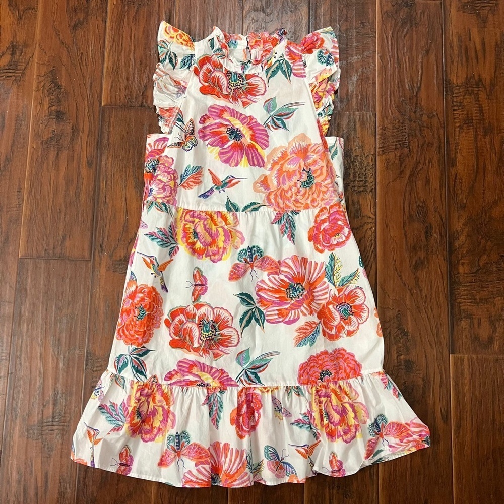 Banjanan White Poppy Bulbul Dress with Belt – Size Large - Picture 2 of 10